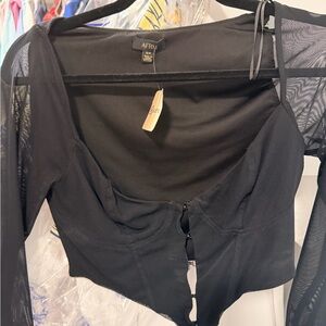 AFRM Black Mesh Long Sleeve Corset Top size small
